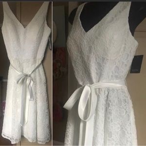 NEW Marina Blissful Dress Ivory Lace V-Neck w Satin Sash Size 8